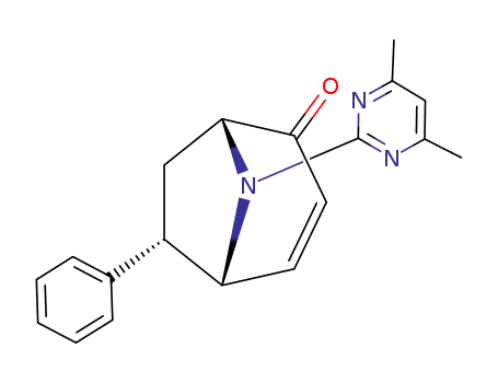 Molecular Structure of 62219-60-7 (8-Azabicyclo[3.2.1]oct-3-en-2-one,
8-(4,6-dimethyl-2-pyrimidinyl)-6-phenyl-, endo-)