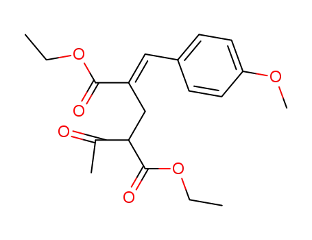 Molecular Structure of 88039-59-2 (Pentanedioic acid, 2-acetyl-4-[(4-methoxyphenyl)methylene]-, diethyl
ester, (E)-)