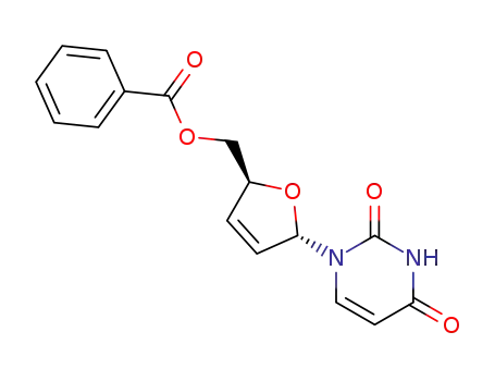 Molecular Structure of 141270-32-8 (1-(5-O-benzoyl-2,3-dideoxy-α-D-glycero-pento-2-enofuranosyl)uracil)