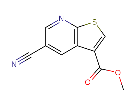 Molecular Structure of 116538-94-4 (Thieno[2,3-b]pyridine-3-carboxylic acid, 5-cyano-, methyl ester)