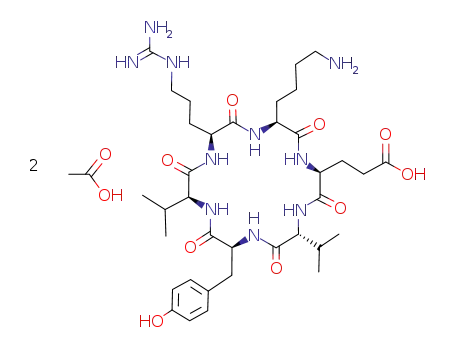 Molecular Structure of 100350-82-1 (cyclo<-Tyr-Val-Arg-Lys-Glu-D-Val->*2HOAc)