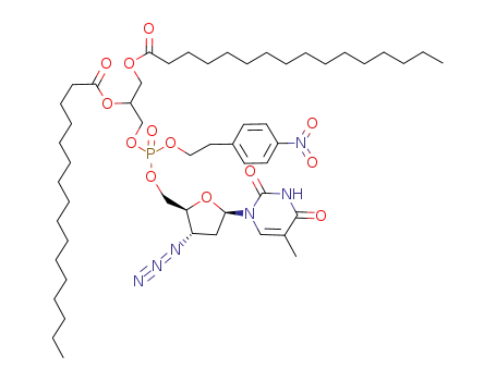 Hexadecanoic acid 2-{[(2S,3S,5R)-3-azido-5-(5-methyl-2,4-dioxo-3,4-dihydro-2H-pyrimidin-1-yl)-tetrahydro-furan-2-ylmethoxy]-[2-(4-nitro-phenyl)-ethoxy]-phosphoryloxy}-1-hexadecanoyloxymethyl-ethyl ester