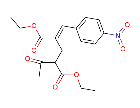 Molecular Structure of 88039-61-6 (Pentanedioic acid, 2-acetyl-4-[(4-nitrophenyl)methylene]-, diethyl ester,
(E)-)
