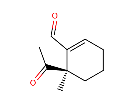 Molecular Structure of 180871-80-1 (1-Cyclohexene-1-carboxaldehyde, 6-acetyl-6-methyl-, (R)- (9CI))