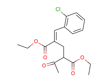 Molecular Structure of 88039-60-5 (Pentanedioic acid, 2-acetyl-4-[(2-chlorophenyl)methylene]-, diethyl
ester, (E)-)