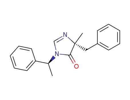 Molecular Structure of 65484-24-4 ((R)-5-Benzyl-5-methyl-3-((S)-1-phenyl-ethyl)-3,5-dihydro-imidazol-4-one)