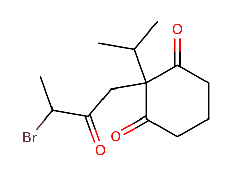 Molecular Structure of 135019-05-5 (2-(3-Bromo-2-oxobutyl)-2-isopropylcyclohexane-1,3-dione)
