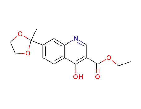 Molecular Structure of 134812-06-9 (ethyl 4-hydroxy-7-(2-methyl-1,3-dioxolan-2-yl)quinoline-3-carboxylate)