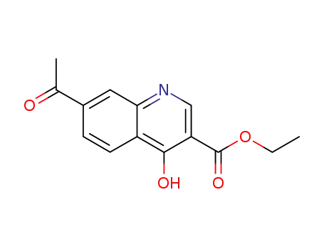 Molecular Structure of 63463-16-1 (3-Quinolinecarboxylic acid, 7-acetyl-4-hydroxy-, ethyl ester)