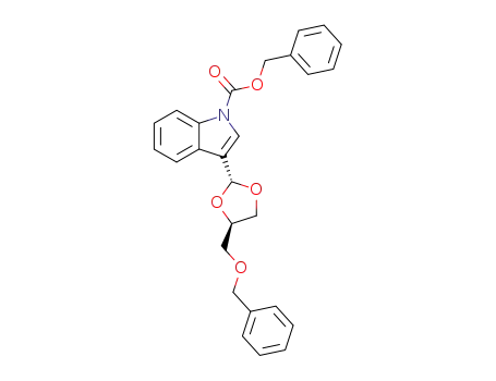 Molecular Structure of 89177-08-2 (1H-Indole-1-carboxylic acid,
3-[4-[(phenylmethoxy)methyl]-1,3-dioxolan-2-yl]-, phenylmethyl ester,
trans-)