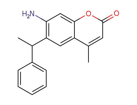 Molecular Structure of 115264-79-4 (6-(1-phenylethyl)-4-methyl-7-aminocoumarin)