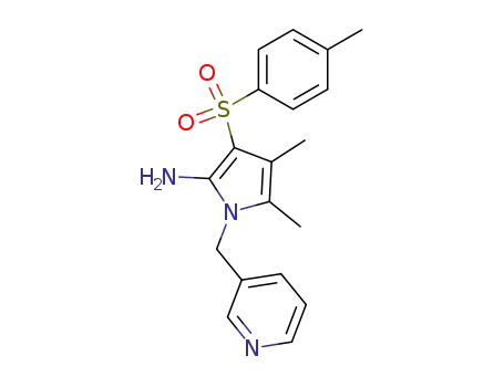 Molecular Structure of 77445-00-2 (4,5-Dimethyl-1-pyridin-3-ylmethyl-3-(toluene-4-sulfonyl)-1H-pyrrol-2-ylamine)