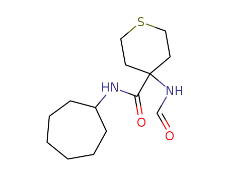 Molecular Structure of 156490-26-5 (N-cycloheptyl-4-formylaminotetrahydrothiopyran-4-carboxamide)