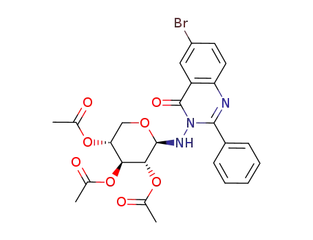 Molecular Structure of 160008-42-4 (6-bromo-2-phenyl-3-<N-(tri-O-acetyl-β-D-xylopyranosyl)>amino-4(3H)-quinazolinone)