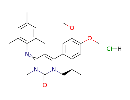 Molecular Structure of 108508-89-0 ((2E)-9,10-dimethoxy-3,7-dimethyl-2-[(2,4,6-trimethylphenyl)imino]-2,3,6,7-tetrahydro-4H-pyrimido[6,1-a]isoquinolin-4-one hydrochloride)