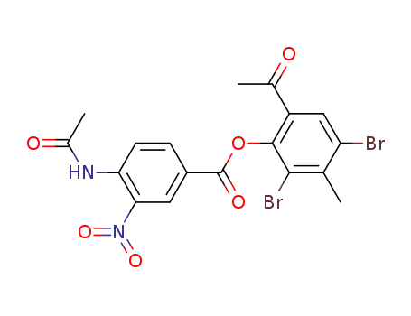 Molecular Structure of 145665-65-2 (4-Acetylamino-3-nitro-benzoic acid 6-acetyl-2,4-dibromo-3-methyl-phenyl ester)