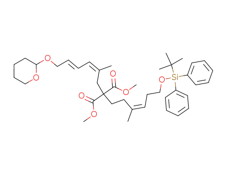 2-[(Z)-6-(tert-Butyl-diphenyl-silanyloxy)-3-methyl-hex-3-enyl]-2-[(2Z,4E)-2-methyl-6-(tetrahydro-pyran-2-yloxy)-hexa-2,4-dienyl]-malonic acid dimethyl ester