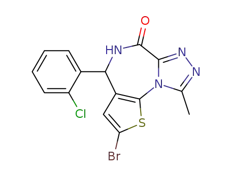 Molecular Structure of 102988-42-1 (2-bromo-4-(2-chlorophenyl)-9-methyl-4,5-dihydro-6H-thieno[3,2-f][1,2,4]triazolo[4,3-a][1,4]diazepin-6-one)