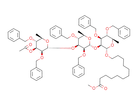 11-(methoxycarbonyl)undecyl 2-O-<3'-O-(3''-O-acetyl-2'',4''-di-O-benzyl-α-D-rhamnopyranosyl)-2',4'-di-O-benzyl-α-D-rhamnopyranosyl>-3,4-di-O-benzyl-α-D-rhamnopyranoside