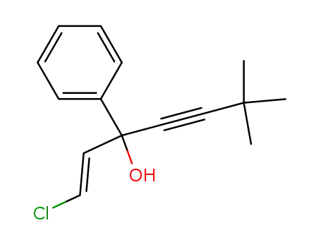 Molecular Structure of 104429-39-2 ((E)-1-Chloro-6,6-dimethyl-3-phenyl-hept-1-en-4-yn-3-ol)