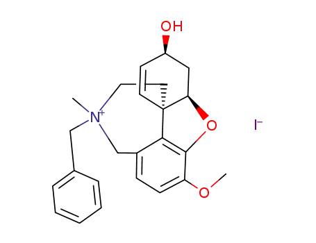 Molecular Structure of 32392-12-4 (<i>rac</i>-10-benzyl-3β-hydroxy-6-methoxy-10-methyl-galantham-1-enium; iodide)
