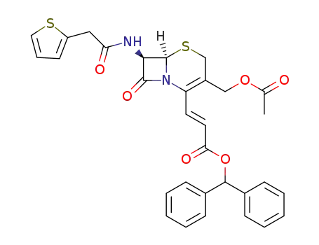 3<i>t</i>-[(6<i>R</i>)-3-acetoxymethyl-8-oxo-7<i>t</i>-(2-thiophen-2-yl-acetylamino)-(6<i>r</i><i>H</i>)-5-thia-1-aza-bicyclo[4.2.0]oct-2-en-2-yl]-acrylic acid benzhydryl ester