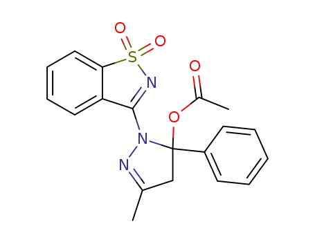 5-acetoxy-1-(1,1-dioxo-1<i>H</i>-1λ<sup>6</sup>-benzo[<i>d</i>]isothiazol-3-yl)-3-methyl-5-phenyl-4,5-dihydro-1<i>H</i>-pyrazole