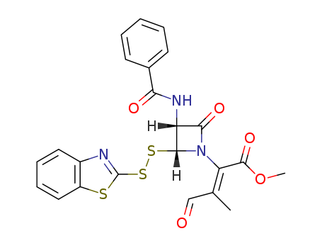 1-Azetidineacetic acid,2-(2-benzothiazolyldithio)-3-(benzoylamino)-a-(1-methyl-2-oxoethylidene)-4-oxo-, methyl ester,[2R-[1(Z),2a,3a]]- (9CI) cas  59503-80-9