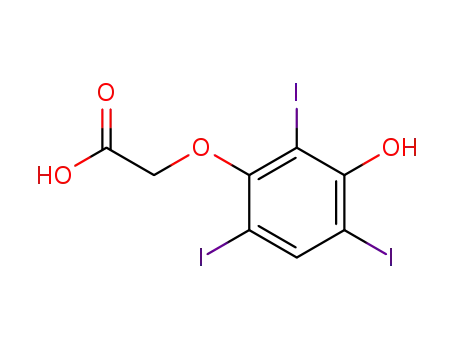 Molecular Structure of 2012-28-4 ((3-hydroxy-2,4,6-triiodophenoxy)acetic acid)