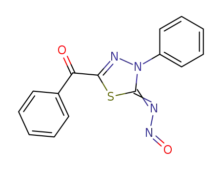 Molecular Structure of 55716-48-8 (Methanone,
[4,5-dihydro-5-(nitrosoimino)-4-phenyl-1,3,4-thiadiazol-2-yl]phenyl-)