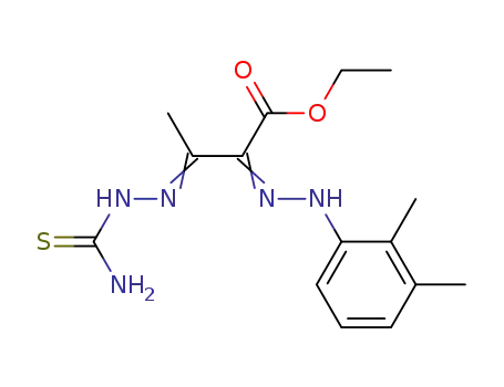Molecular Structure of 29979-85-9 (ethyl (2Z)-3-(2-carbamothioylhydrazinylidene)-2-[2-(2,3-dimethylphenyl)hydrazinylidene]butanoate)