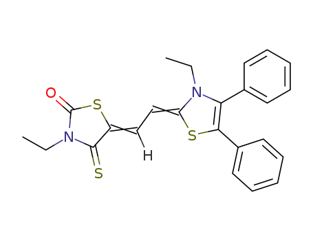 3-ethyl-5-[2-(3-ethyl-4,5-diphenyl-3<i>H</i>-thiazol-2-ylidene)-ethylidene]-4-thioxo-thiazolidin-2-one