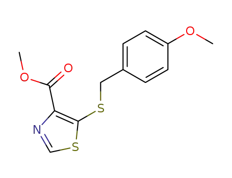 Molecular Structure of 61880-94-2 (4-Thiazolecarboxylic acid, 5-[[(4-methoxyphenyl)methyl]thio]-, methyl
ester)