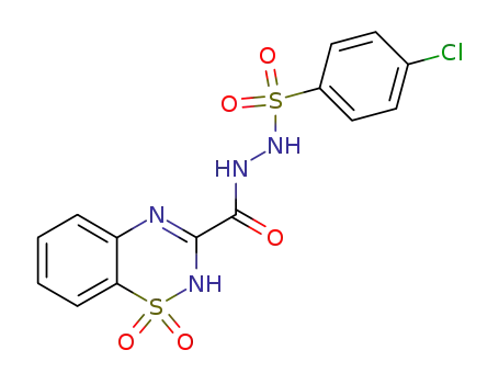 Molecular Structure of 57864-96-7 (2H-1,2,4-Benzothiadiazine-3-carboxylic acid,
2-[(4-chlorophenyl)sulfonyl]hydrazide, 1,1-dioxide)