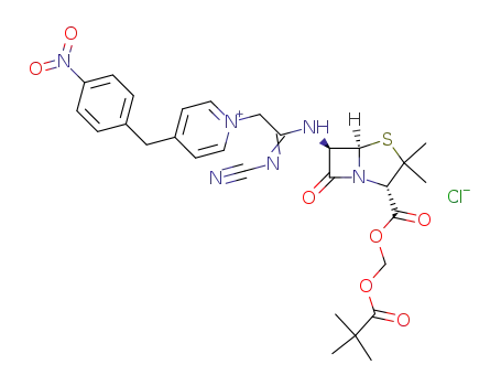 1-{<i>N</i>-cyano-<i>N</i>'-[(5<i>R</i>)-2<i>c</i>-(2,2-dimethyl-propionyloxymethoxycarbonyl)-3,3-dimethyl-7-oxo-(5<i>r</i><i>H</i>)-4-thia-1-aza-bicyclo[3.2.0]hept-6<i>t</i>-yl]-carbamimidoylmethyl}-4-(4-nitro-benzyl)-pyridinium; chloride
