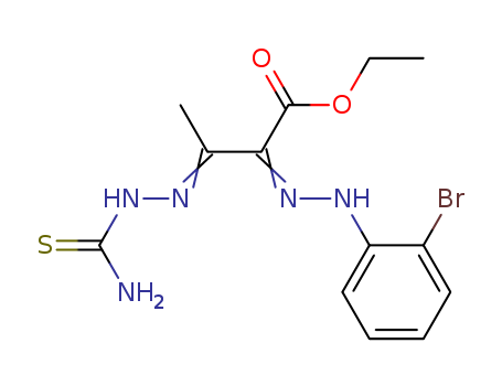 Butanoic acid,3-[2-(aminothioxomethyl)hydrazinylidene]-2-[2-(2-bromophenyl)hydrazinylidene]-,ethyl ester cas  29979-84-8