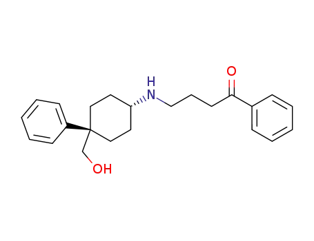 Molecular Structure of 56326-87-5 (1-Butanone, 4-[[4-(hydroxymethyl)-4-phenylcyclohexyl]amino]-1-phenyl-,
cis-)