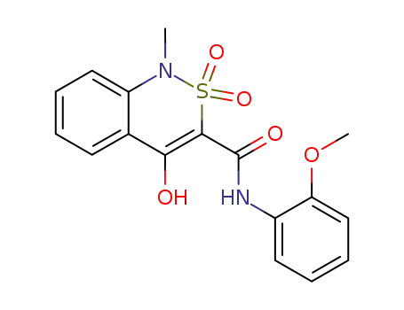 Molecular Structure of 36881-74-0 (1-methyl-2,2,4-trioxo-1,2,3,4-tetrahydro-2λ<sup>6</sup>-benzo[<i>c</i>][1,2]thiazine-3-carboxylic acid 2-methoxy-anilide)