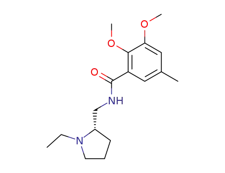 Molecular Structure of 107188-76-1 (Benzamide,
N-[[(2S)-1-ethyl-2-pyrrolidinyl]methyl]-2,3-dimethoxy-5-methyl-)