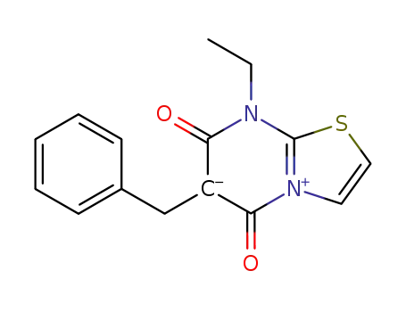 Molecular Structure of 79147-17-4 (anhydro-(6-benzyl-7-oxo-8-ethyl-5-hydroxythiazole[3,2-a]pyrimidinium hydroxide))