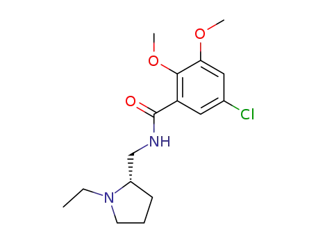 Molecular Structure of 107188-78-3 (5-Chloro-N-((S)-1-ethyl-pyrrolidin-2-ylmethyl)-2,3-dimethoxy-benzamide)