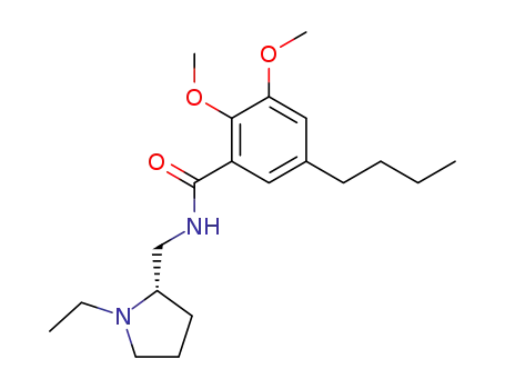 Molecular Structure of 107188-80-7 (Benzamide,
5-butyl-N-[[(2S)-1-ethyl-2-pyrrolidinyl]methyl]-2,3-dimethoxy-)
