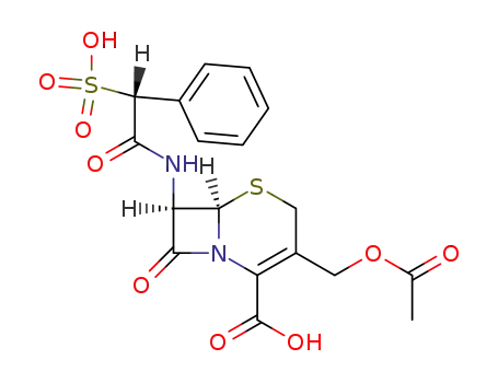 (6<i>R</i>)-3-acetoxymethyl-8-oxo-7<i>t</i>-((<i>R</i>)-2-phenyl-2-sulfo-acetylamino)-(6<i>r</i><i>H</i>)-5-thia-1-aza-bicyclo[4.2.0]oct-2-ene-2-carboxylic acid