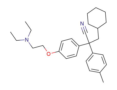 Molecular Structure of 101121-31-7 (3-Cyclohexyl-2-<4-(2-diaethylamino-aethoxy)-phenyl>-2-p-tolyl-propionsaeurenitril)