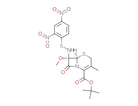 (6<i>R</i>)-7<i>t</i>-(2,4-dinitro-phenylsulfanylamino)-7<i>c</i>-methoxy-3-methyl-8-oxo-(6<i>r</i><i>H</i>)-5-thia-1-aza-bicyclo[4.2.0]oct-2-ene-2-carboxylic acid <i>tert</i>-butyl ester