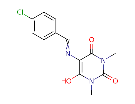 2,4,6(1H,3H,5H)-Pyrimidinetrione,
5-[[(4-chlorophenyl)methylene]amino]-1,3-dimethyl-