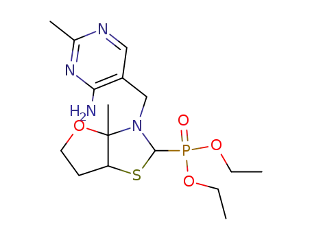 Molecular Structure of 17958-67-7 ([3-(4-amino-2-methyl-pyrimidin-5-ylmethyl)-3a-methyl-hexahydro-furo[2,3-<i>d</i>]thiazol-2-yl]-phosphonic acid diethyl ester)