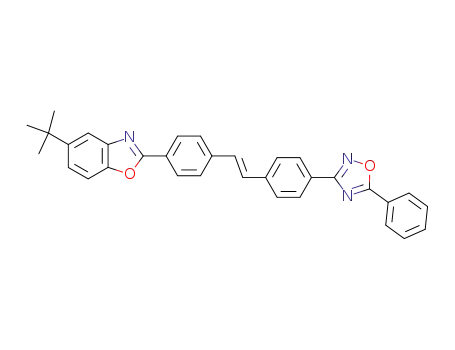 Molecular Structure of 72093-62-0 (5-<i>tert</i>-butyl-2-{4-[4-(5-phenyl-[1,2,4]oxadiazol-3-yl)-<i>trans</i>-styryl]-phenyl}-benzooxazole)