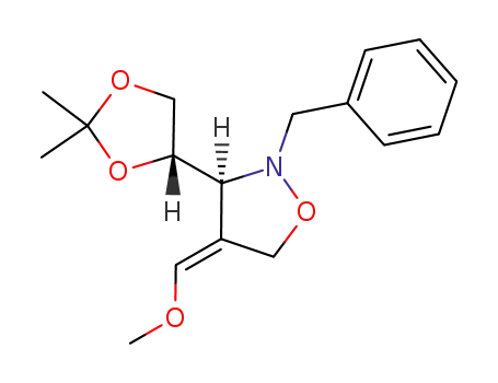 Molecular Structure of 1030313-73-5 ((3S,4Z)-2-benzyl-3-[(4S)-2,2-dimethyl-1,3-dioxolan-4-yl]-4-(methoxymethylene)isoxazolidine)