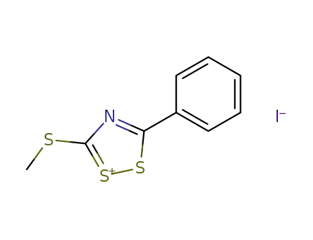 Molecular Structure of 14598-05-1 (3-methylsulfanyl-5-phenyl-[1,2,4]dithiazolylium; iodide)